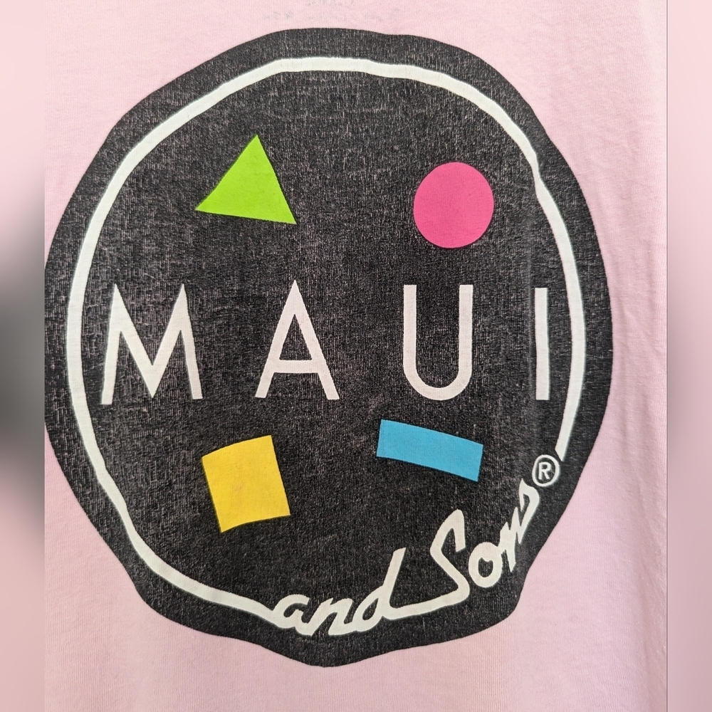 🩷 Maui and Sons Pink XL T-shirt Hawaii Surfers Sun Summer Unisex Cookie Logo